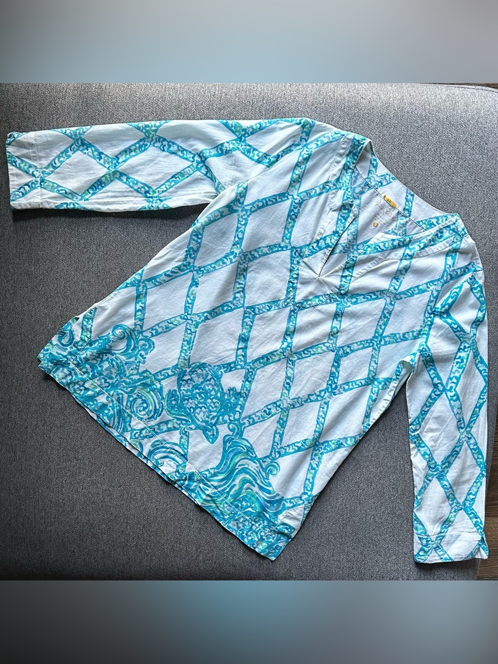 Lilly Pulitzer Amelia Island Tunic Turtle Cove Print Small